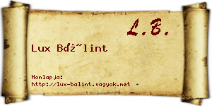 Lux Bálint névjegykártya