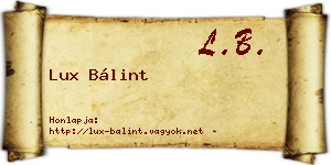 Lux Bálint névjegykártya